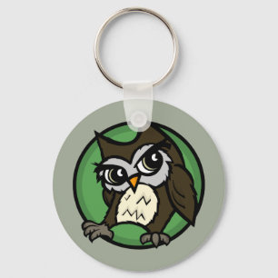 かわいい漫画スタイルフクロウ丸ボタンキーチェーン キーホルダー