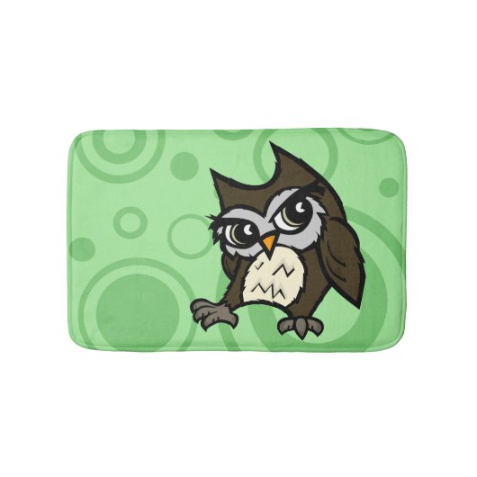 かわいい漫画スタイルフクロウ小風呂マット バスマット (正面)