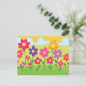 かわいい漫画スタイルフローラ自然イラストレーション ポストカード (スタンド正面)