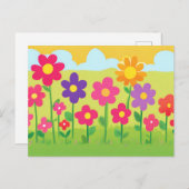 かわいい漫画スタイルフローラ自然イラストレーション ポストカード (正面/裏面)