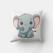 かわいい漫画スタイルベビー象デザイン クッション (裏面)
