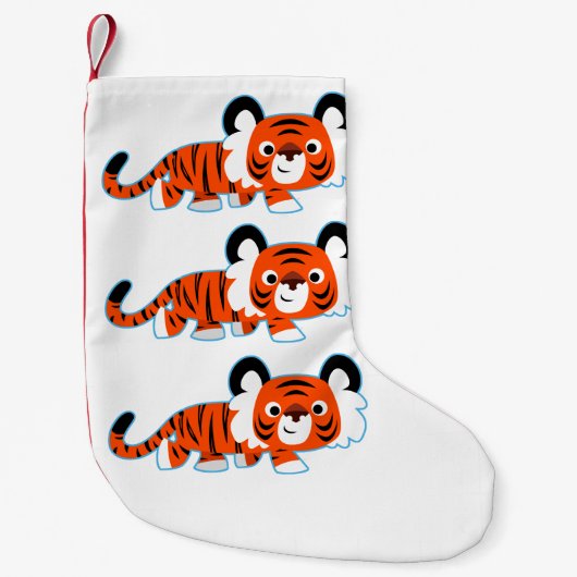 かわいい漫画タイガーオンザプロールストッキング スモールクリスマスストッキング (正面)