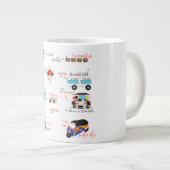 かわいい漫画タイ語の車のマグ ジャンボコーヒーマグカップ (正面右)