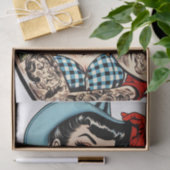 かわいい漫画タトゥー女性のカーボーイ 薄葉紙 (ギフト)