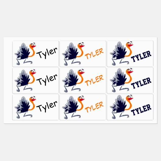 かわいい漫画ダチョウ ラベル (シート)