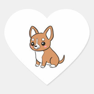 かわいい漫画チワワ犬 ハートシール