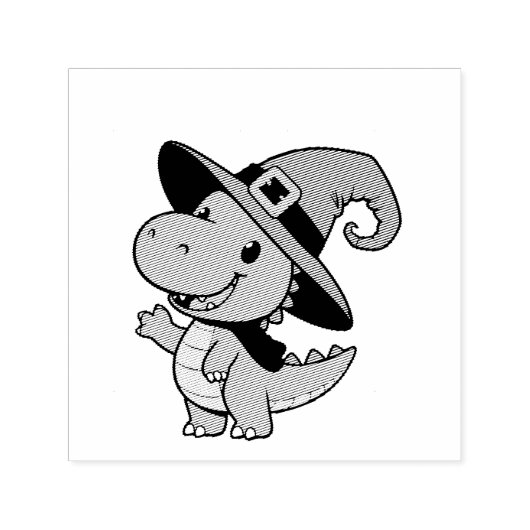 かわいい漫画ディノ魔女ハロウィーン セルフインキングスタンプ (デザイン)