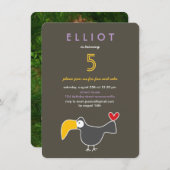 かわいい漫画トゥーカン写真キッドの誕生日パーティー 招待状 (正面/裏面)