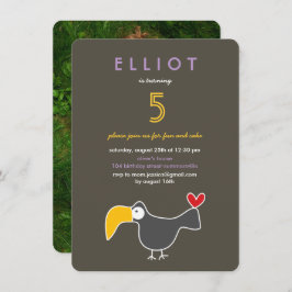 かわいい漫画トゥーカン写真キッドの誕生日パーティー 招待状