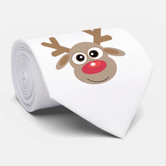 かわいい漫画トナカイのクリスマスおもしろい白 ネクタイ (ロール)