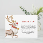 かわいい漫画トナカイのクリスマスグリーティングホリデー サンキューカード (スタンド正面)