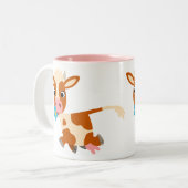 かわいい漫画トロッティングカウマグカップ ツートーンマグカップ (正面左)