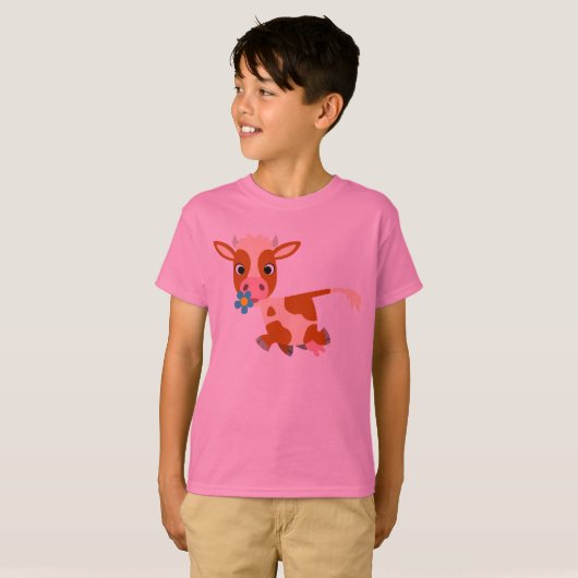 かわいい漫画トロット牛の子供たちTシャツ Tシャツ (正面フル)