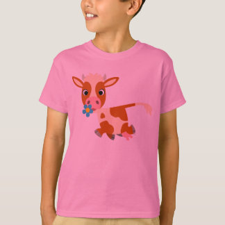 かわいい漫画トロット牛の子供たちTシャツ Tシャツ