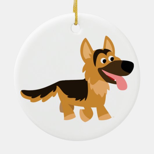 かわいい漫画ドイツの羊飼い犬のオーナメント セラミックオーナメント (裏面)