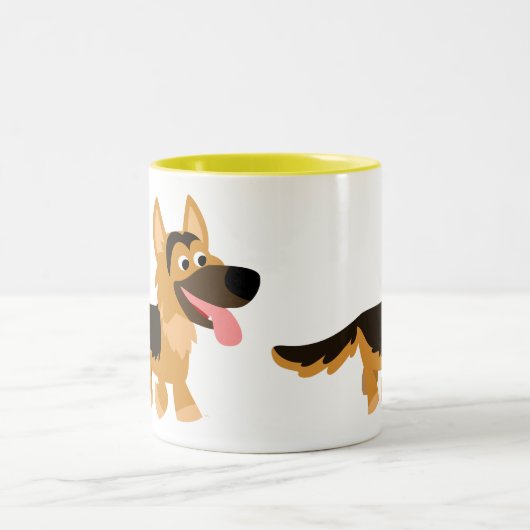 かわいい漫画ドイツの羊飼い犬のマグカップ ツートーンマグカップ (中央)