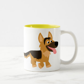 かわいい漫画ドイツの羊飼い犬のマグカップ ツートーンマグカップ