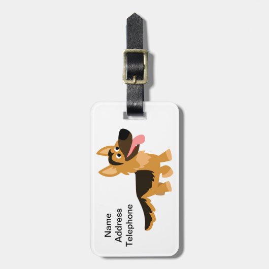 かわいい漫画ドイツの羊飼い犬のラゲッジタグ ラゲッジタグ (正面縦)