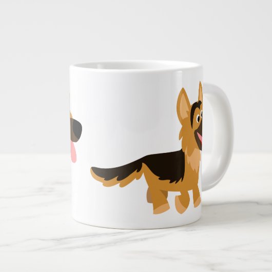 かわいい漫画ドイツの羊飼い犬ジャンボマグカップ ジャンボコーヒーマグカップ (正面右)