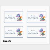 かわいい漫画ドラゴンキッドの名札 長方形シール (シート)