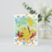 かわいい漫画ドラゴンハッピーバースデーはがき ポストカード (スタンド正面)