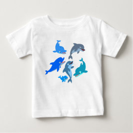 かわいい漫画ドルフィンポッドラッフルドレス ベビーTシャツ