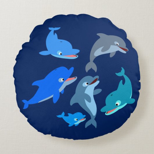 かわいい漫画ドルフィンポッド ラウンドクッション (正面)