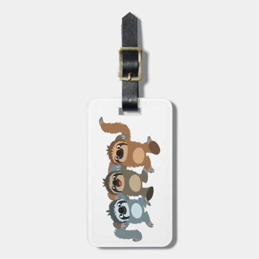 かわいい漫画ナマケモノの3つのラゲッジタグ ラゲッジタグ (正面縦)