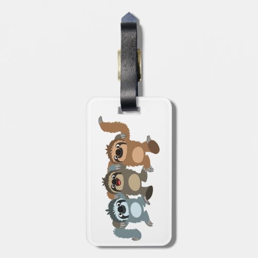 かわいい漫画ナマケモノの3つのラゲッジタグ ラゲッジタグ (裏面縦)