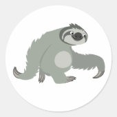 かわいい漫画ナマケモノを急いでステッカー ラウンドシール (正面)