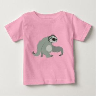 かわいい漫画ナマケモノを急いでベビーTシャツ ベビーTシャツ
