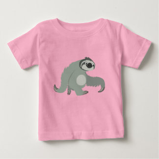 かわいい漫画ナマケモノを急いでベビーTシャツ ベビーTシャツ
