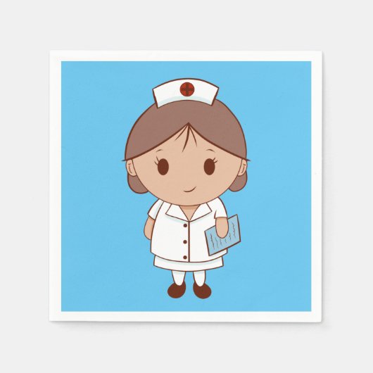 かわいい漫画ナース スタンダードカクテルナプキン (正面)