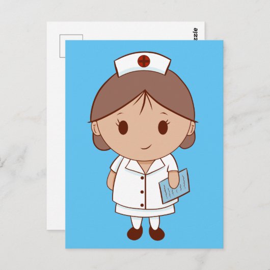 かわいい漫画ナース ポストカード (正面/裏面)