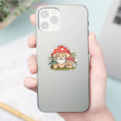 かわいい漫画ハッピーキノコ家族プリントビニール シール (スマートフォン)
