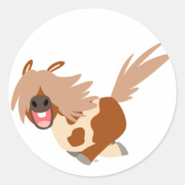 かわいい漫画ハッピーピンポニーステッカー ラウンドシール