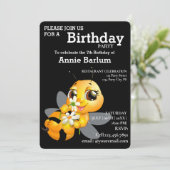 かわいい漫画ハニービー誕生日パーティーへの招待 招待状 (スタンド正面)