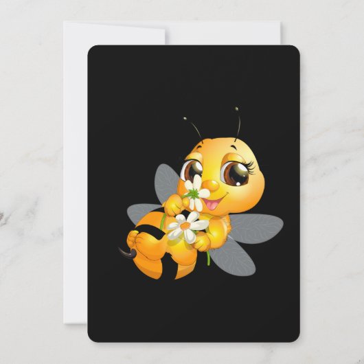 かわいい漫画ハニービー誕生日パーティーへの招待 招待状 (裏面)