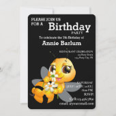 かわいい漫画ハニービー誕生日パーティーへの招待 招待状 (正面)