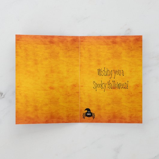 かわいい漫画ハロウィンスパイダーオレンジ カード (内部)