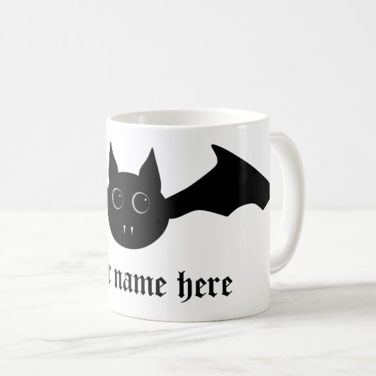 かわいい漫画ハロウィーンの吸血鬼こうもりと大きな目 コーヒーマグカップ (正面右)