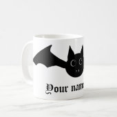 かわいい漫画ハロウィーンの吸血鬼こうもりと大きな目 コーヒーマグカップ (正面左)