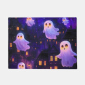 かわいい漫画ハロウィーン真夜中飛んでいる幽霊 ドアマット (正面)