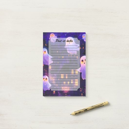 かわいい漫画ハロウィーン真夜中飛んでいる幽霊 ポストイット (デスク上)