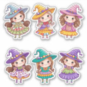 かわいい漫画ハロウィーン魔女ステッカーシート シール (正面)