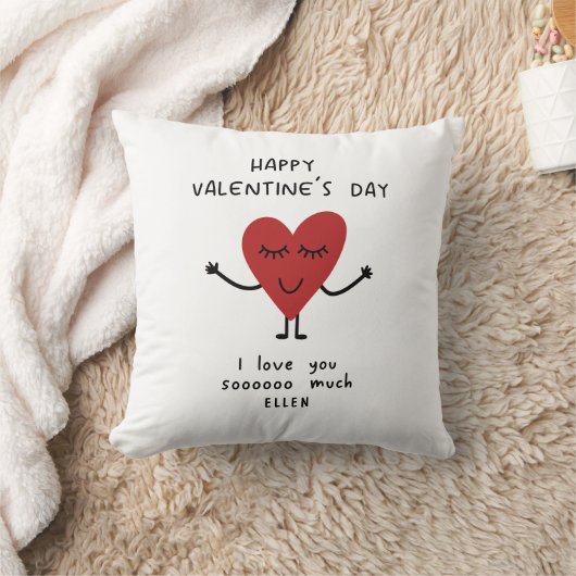 かわいい漫画ハートのハッピーバレンタインデー クッション (ブランケット)
