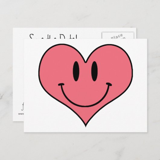かわいい漫画ハートスミリー日付を保存！ 案内ポストカード (正面/裏面)