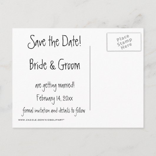 かわいい漫画ハートスミリー日付を保存！ 案内ポストカード (裏面)