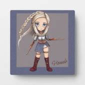 かわいい漫画バイキングガールパーソナライズされた フォトプラーク (正面)