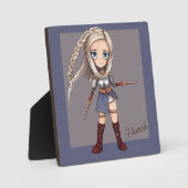 かわいい漫画バイキングガールパーソナライズされた フォトプラーク (正面)